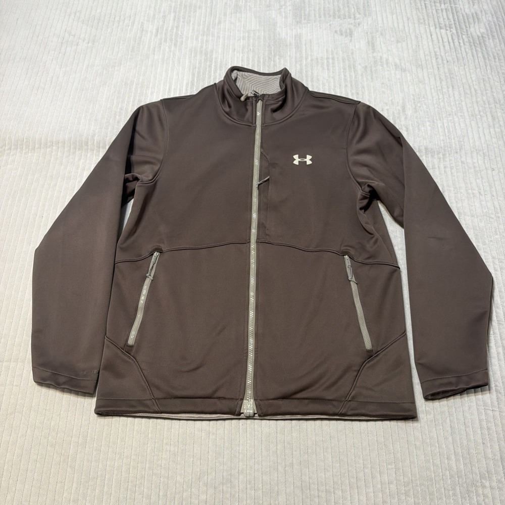 Under Armor Full Zip Light Jacket Coat Men's Brown Size Medium infrared